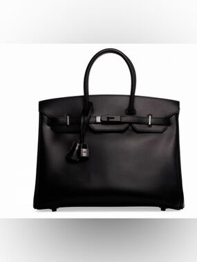 Classic Structured Black Leather Tote so black box leather 25 RHW h birkin